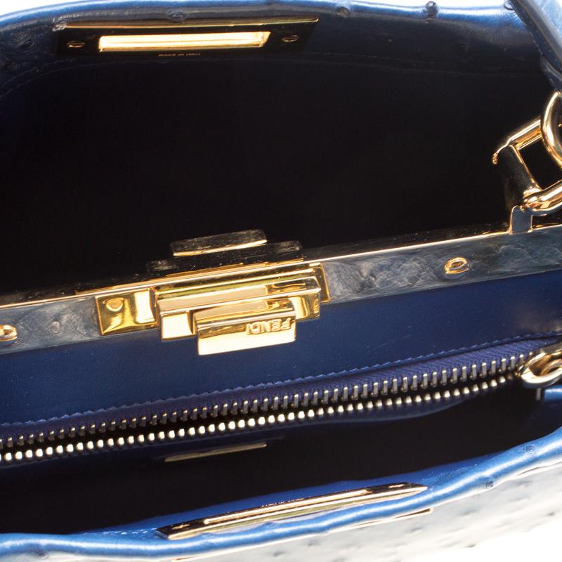 Fendi Blue Leather Medium Peekaboo Top Handle Bag 4