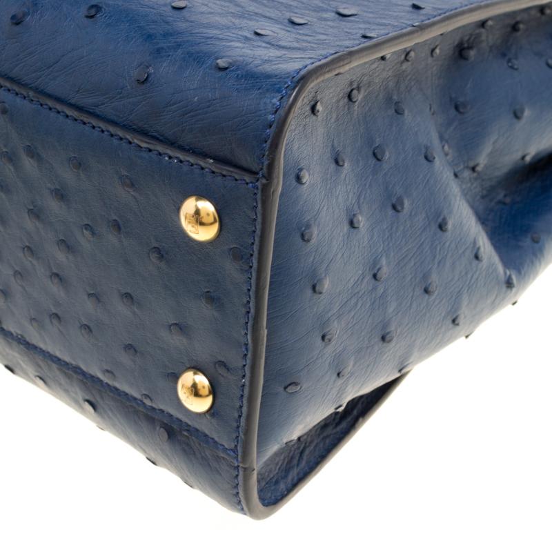 Fendi Blue Leather Medium Peekaboo Top Handle Bag 5