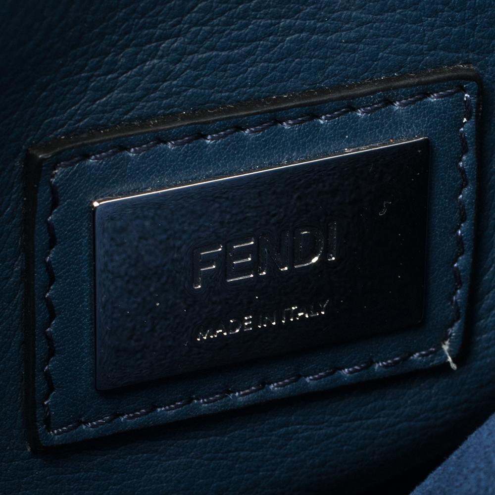 Fendi Blue Leather Medium Whipstitched Peekaboo Top Handle Bag 6