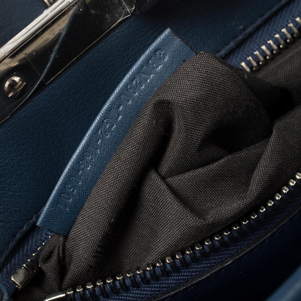 Fendi Blue Leather Medium Whipstitched Peekaboo Top Handle Bag 7