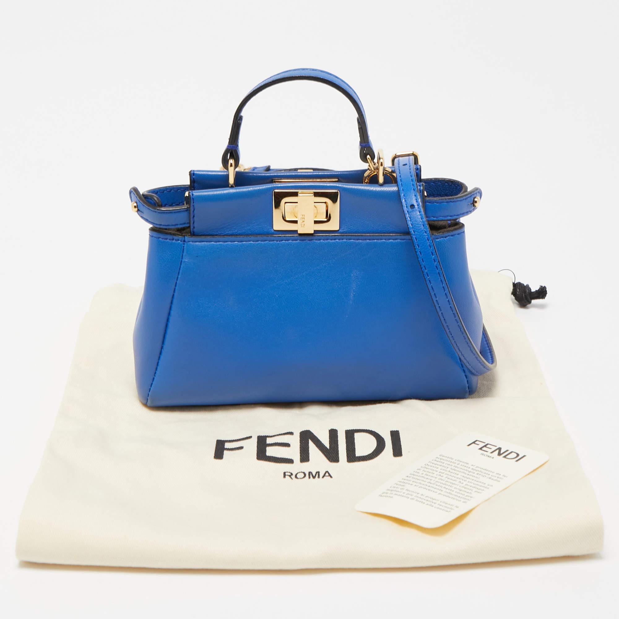 Fendi Blue Leather Micro Peekaboo Crossbody Bag 8