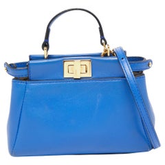 Fendi Blue Leather Micro Peekaboo Crossbody Bag