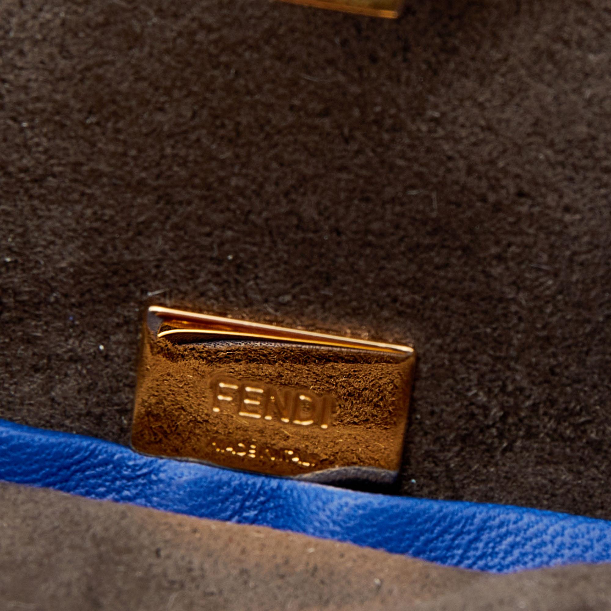 Fendi Blue Leather Micro Peekaboo Top Handle Bag 2