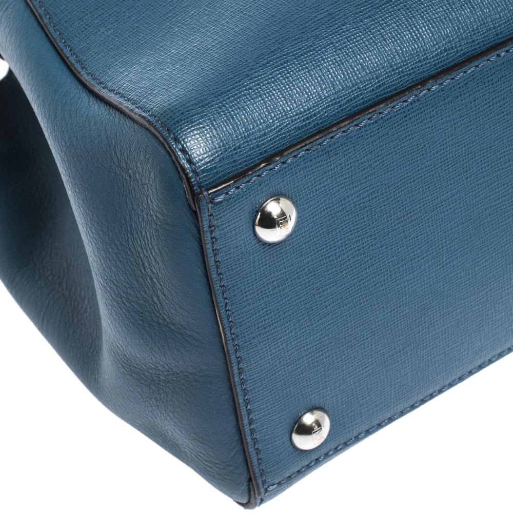 Fendi Blue Leather Mini 2Jours Tote 5