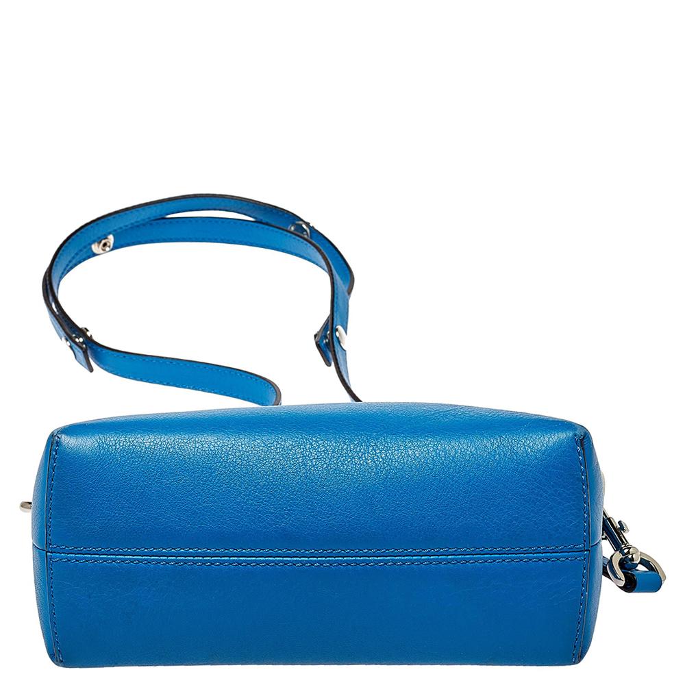 Fendi Blue Leather Mini By The Way Crossbody Bag In Good Condition In Dubai, Al Qouz 2