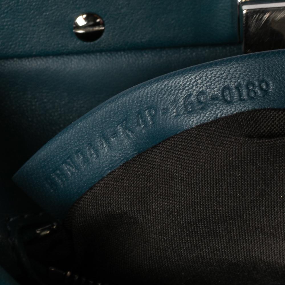 Fendi Blue Leather Mini Peekaboo Top Handle Bag 8