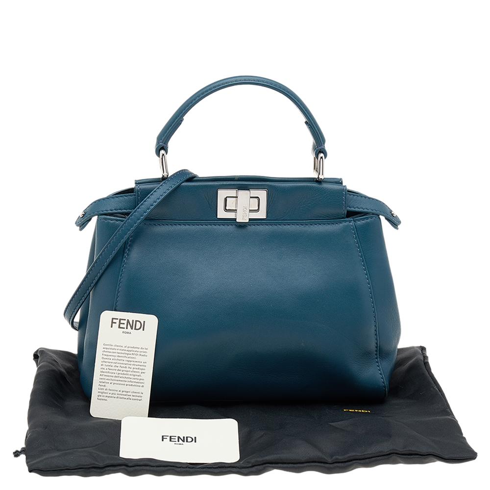 Fendi Blue Leather Mini Peekaboo Top Handle Bag 7