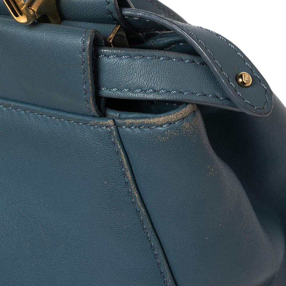 Fendi Blue Leather Mini Peekaboo Top Handle Bag 8