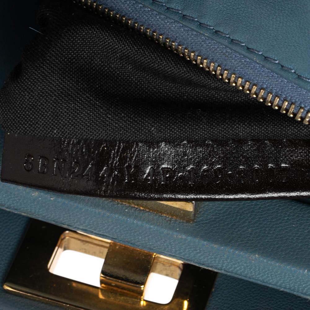 Fendi Blue Leather Mini Peekaboo Top Handle Bag 10