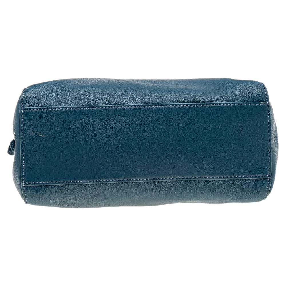 Women's Fendi Blue Leather Mini Peekaboo Top Handle Bag
