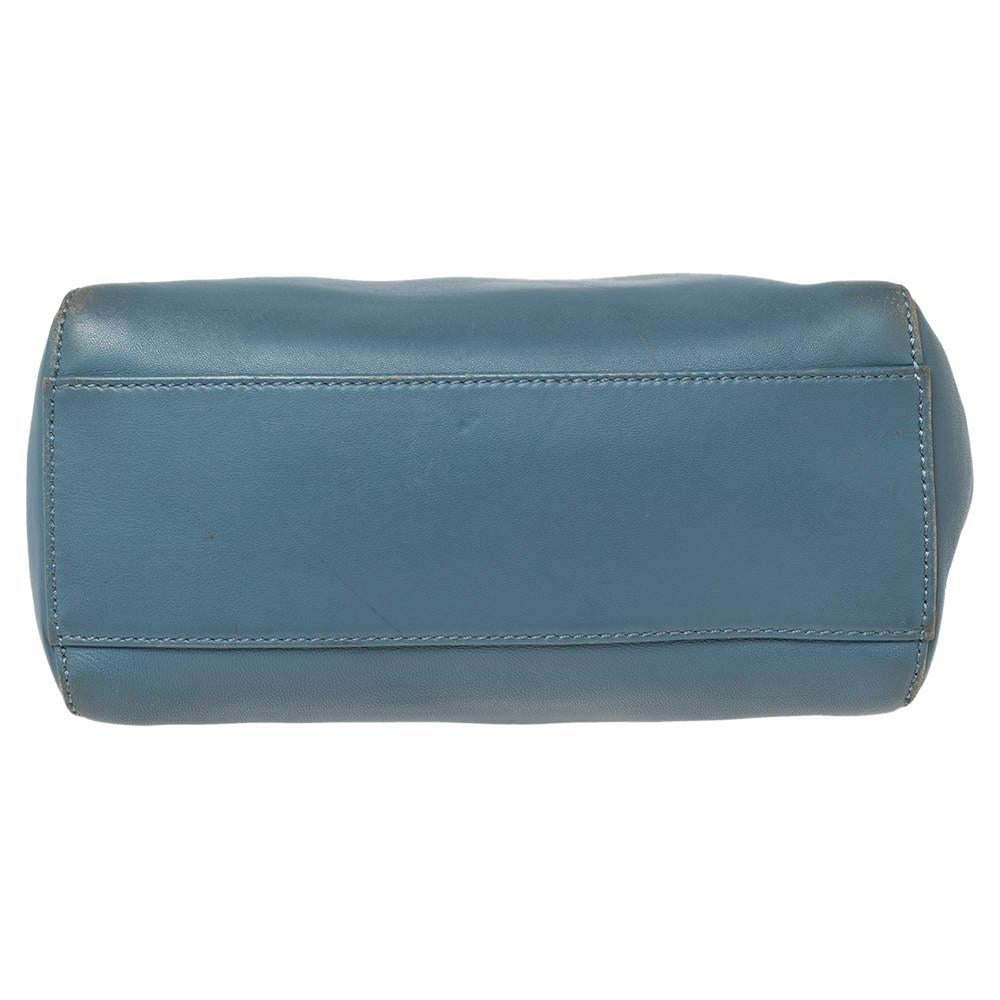 Fendi Blue Leather Mini Peekaboo Top Handle Bag 1