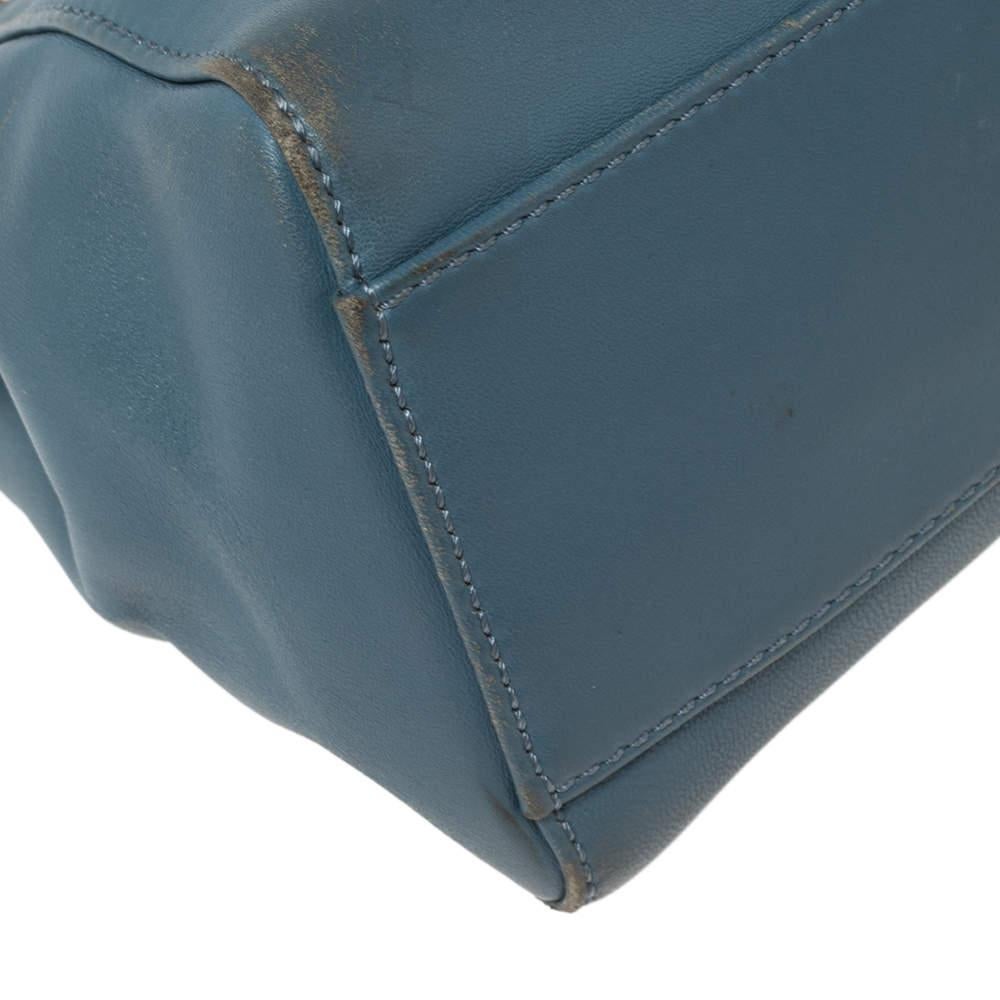 Fendi Blue Leather Mini Peekaboo Top Handle Bag 2