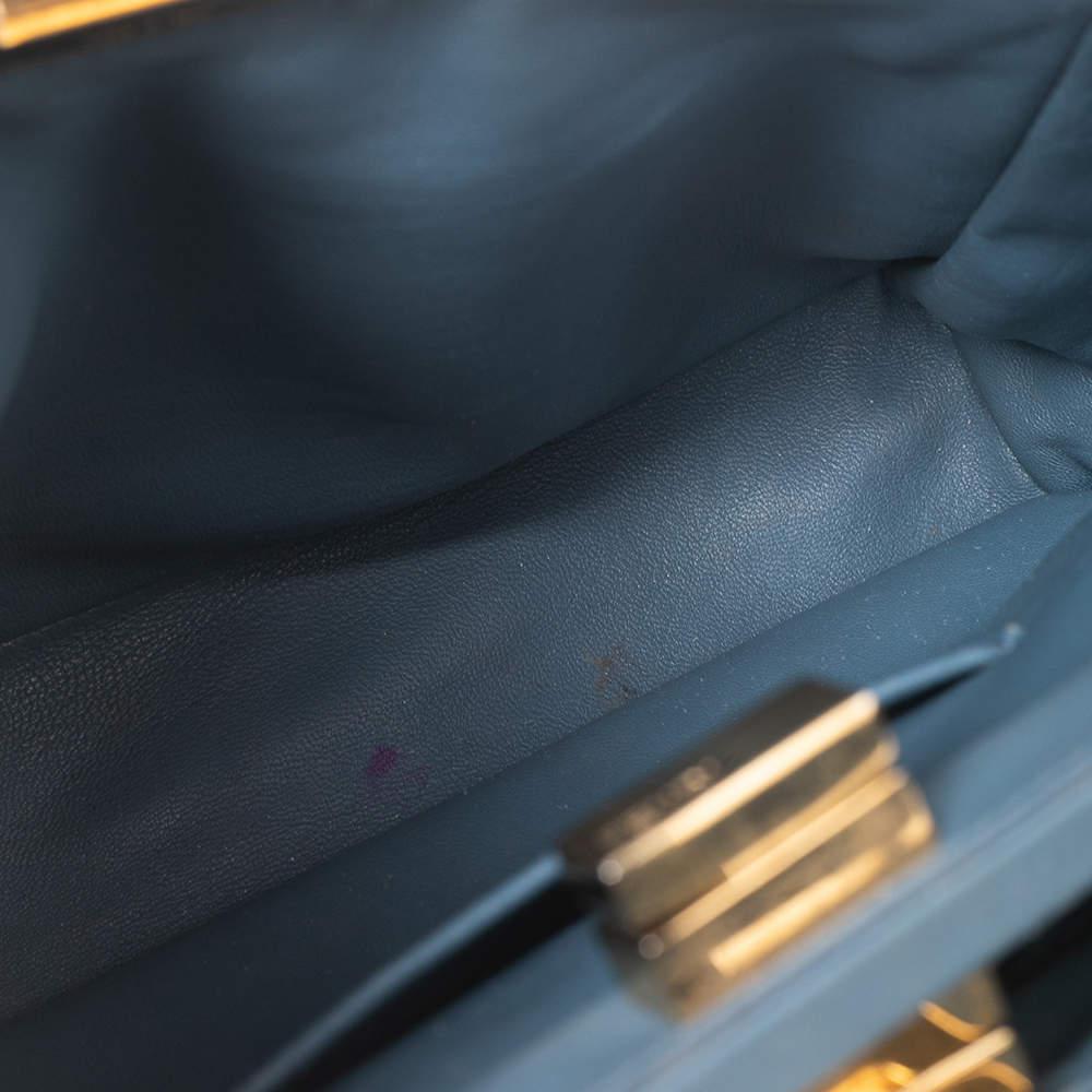 Fendi Blue Leather Mini Peekaboo Top Handle Bag 3