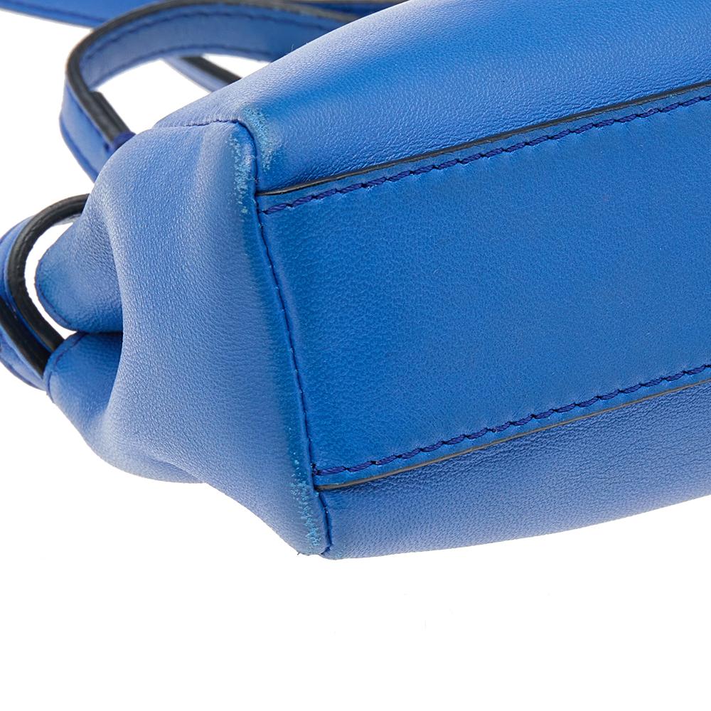 Fendi Blue Leather Mini Peekaboo Top Handle Bag 2