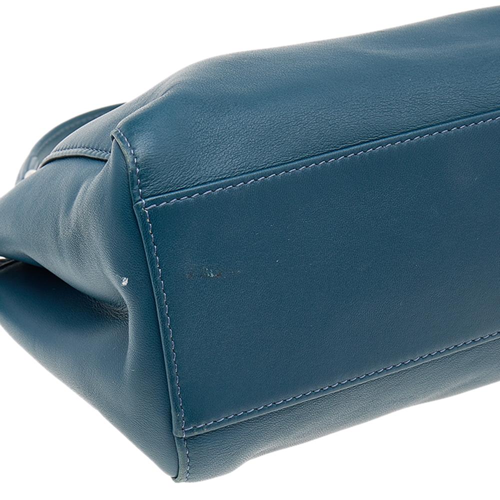 Fendi Blue Leather Mini Peekaboo Top Handle Bag 3