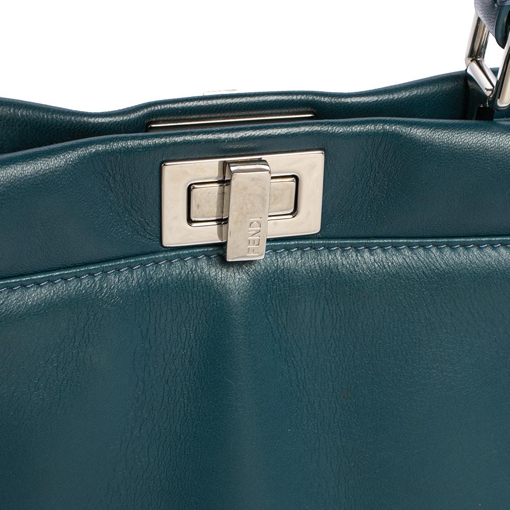 Fendi Blue Leather Mini Peekaboo Top Handle Bag 5