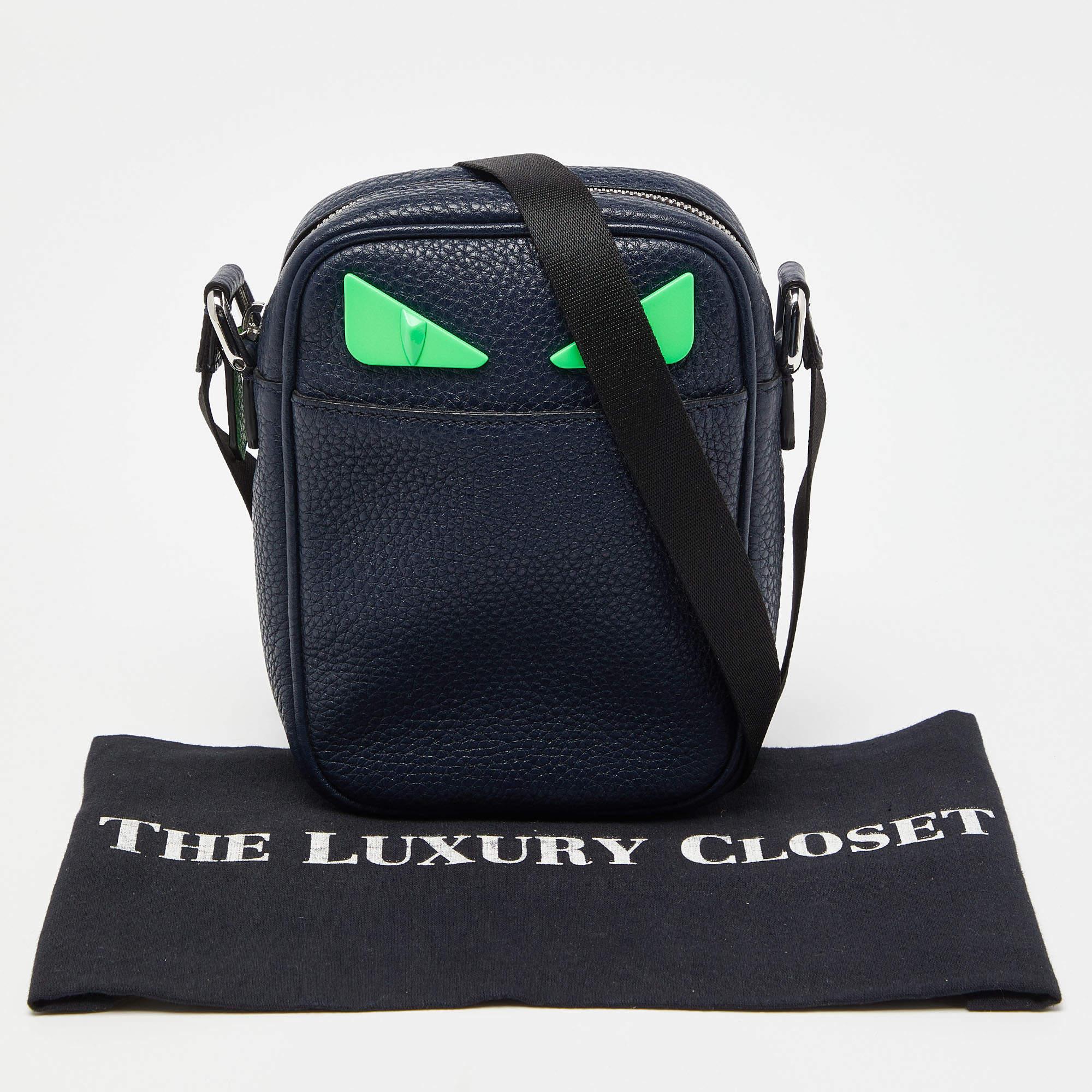 Fendi Blue Leather Monster Eyes Crossbody Bag For Sale 7