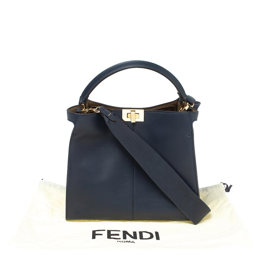 Fendi Blue Leather Peekaboo X-Lite Top Handle Bag 7