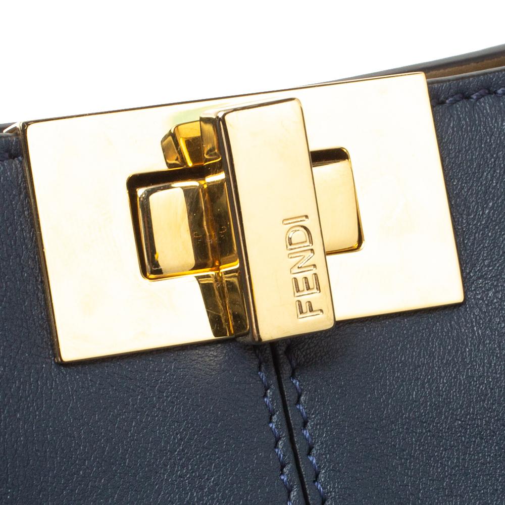 Fendi Blue Leather Peekaboo X-Lite Top Handle Bag 3