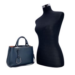 Fendi Blue Leather Petite 2 Jours Tote Bag with Shoulder Strap