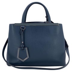 Fendi Blue Leather Petite 2 Jours Tote Bag with Shoulder Strap