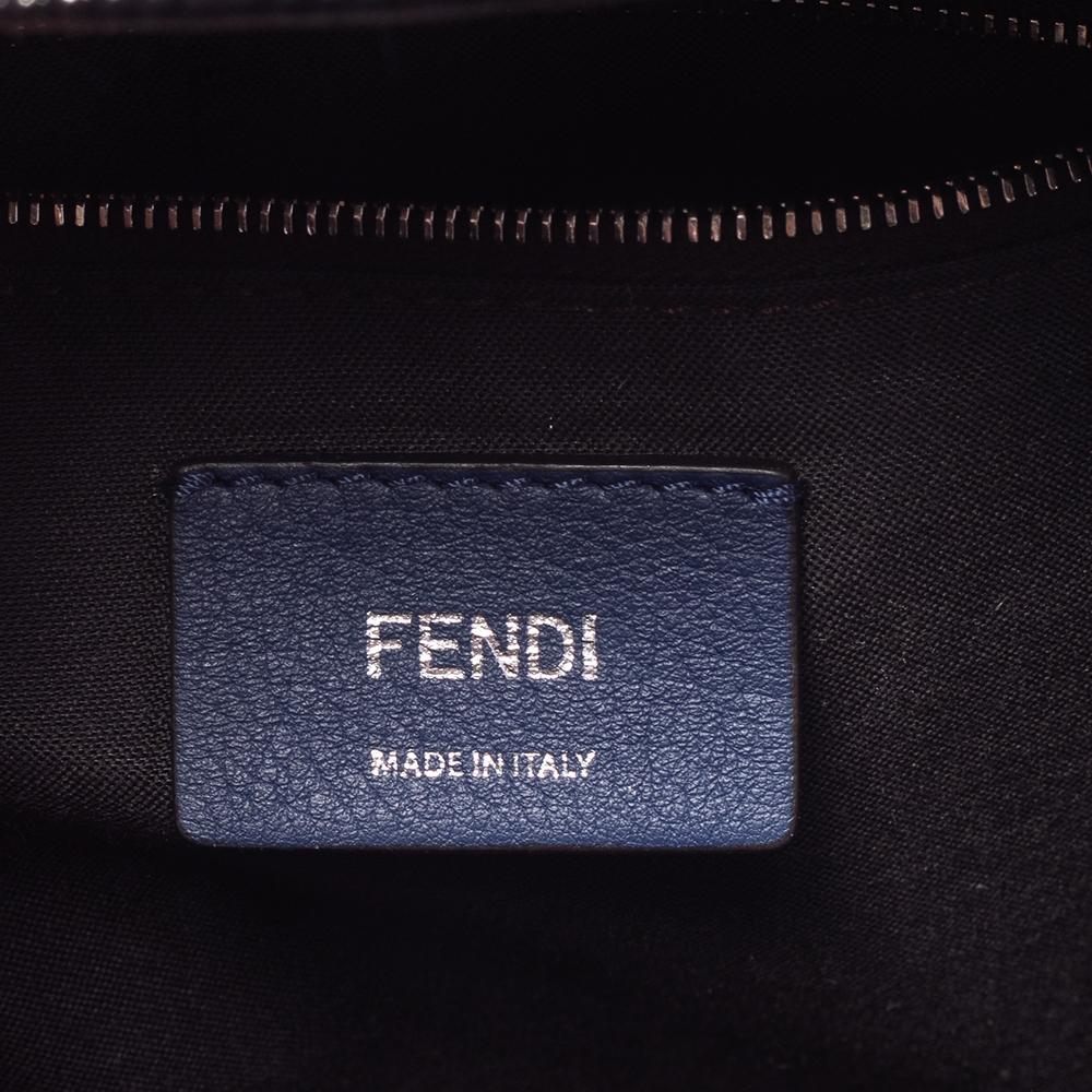 Fendi Blue Leather Pyramid Studded Backpack Style Shoulder Bag 2