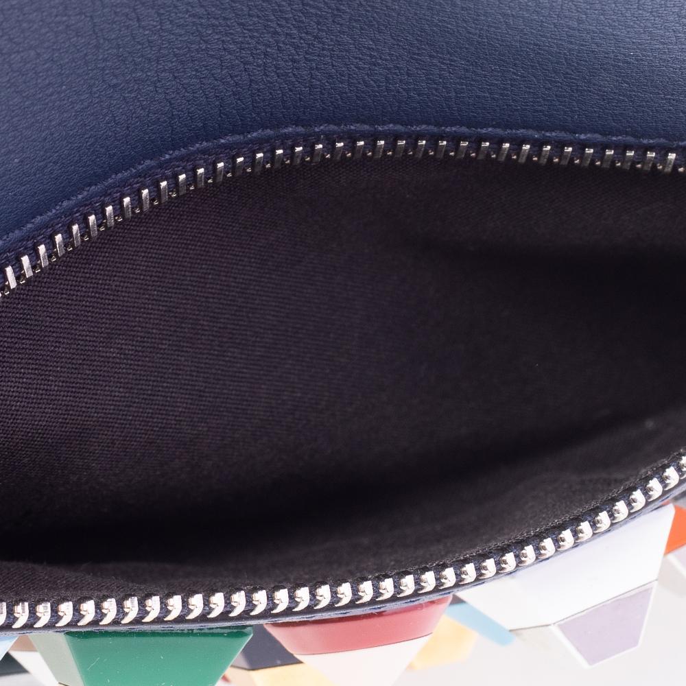 Fendi Blue Leather Pyramid Studded Backpack Style Shoulder Bag In Good Condition In Dubai, Al Qouz 2