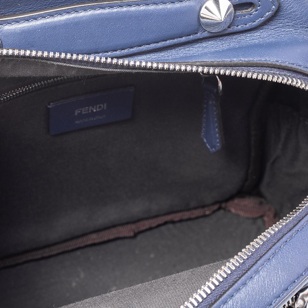 Fendi Blue Leather Pyramid Studded Backpack Style Shoulder Bag 1