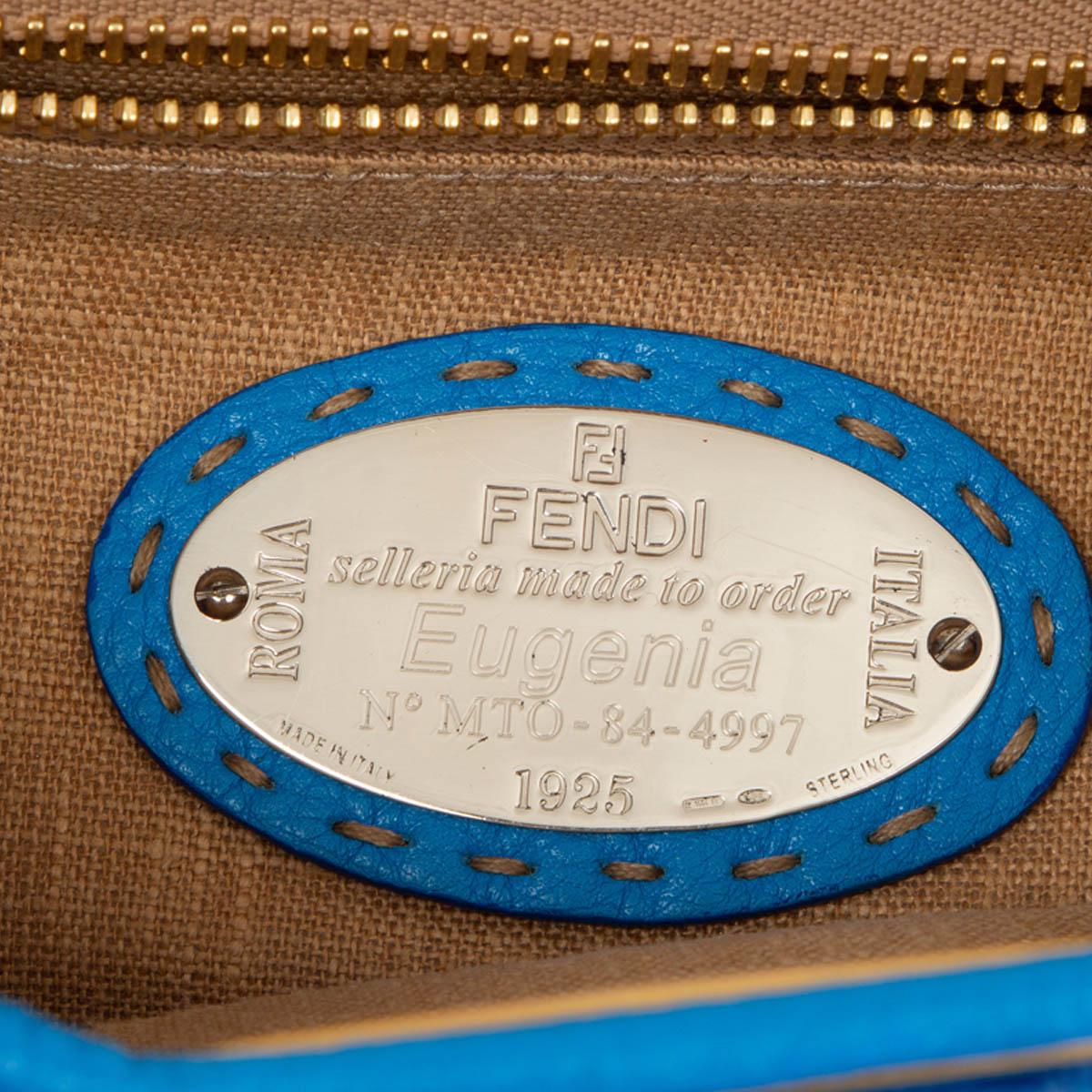 Blue FENDI blue leather SELLERIA PEEKABOO MEDIUM Bag Romano/Raffia For Sale