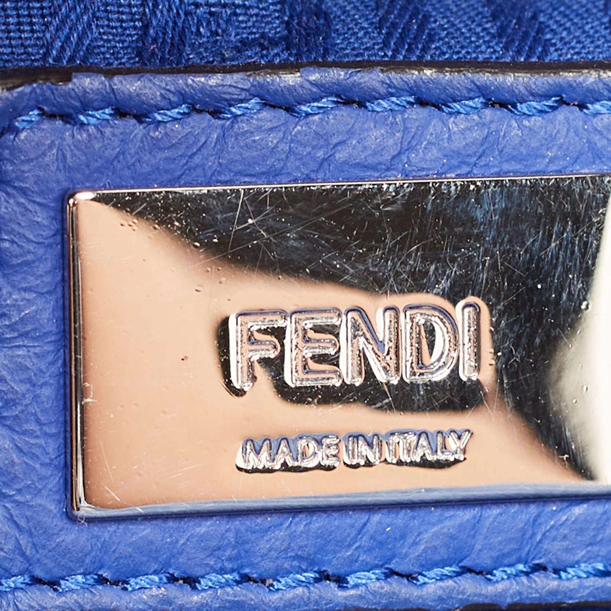 Fendi Blue Leather Small 2Jours Tote For Sale 2