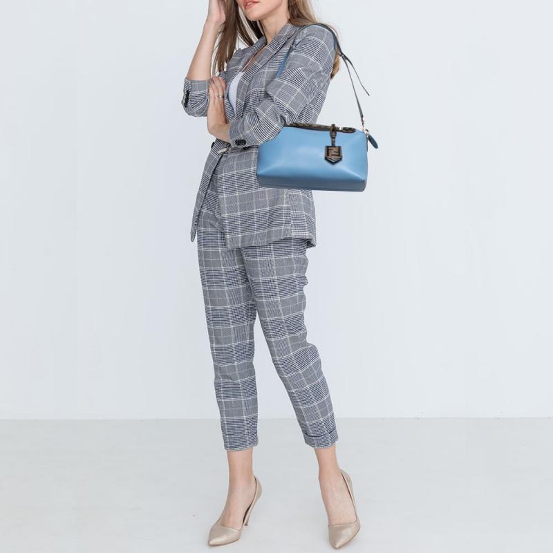 Fendi Blue Leather Small By The Way Shoulder Bag In Good Condition In Dubai, Al Qouz 2