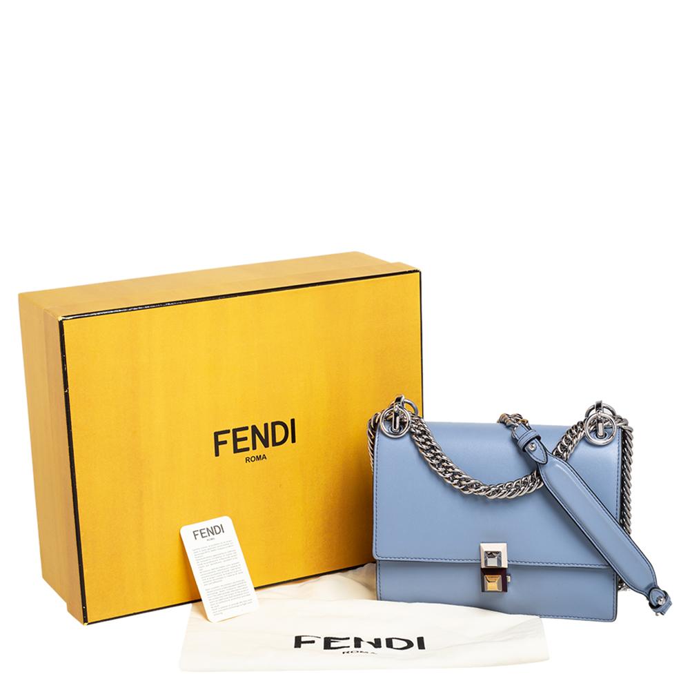 Fendi Blue Leather Small Kan I Crossbody Bag 9