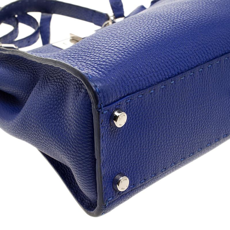 Fendi Blue Leather Small Peekaboo Top Handle Bag 6