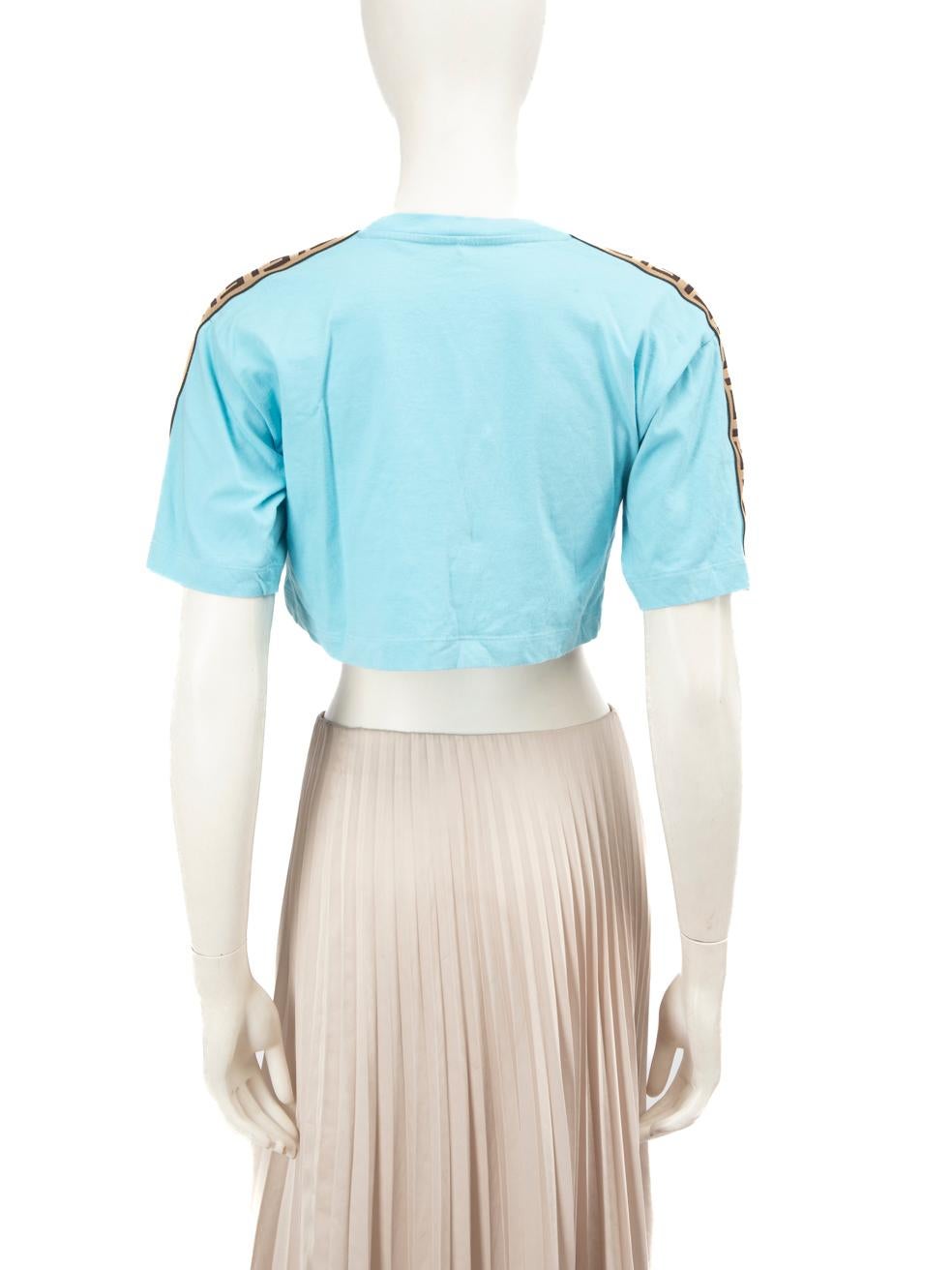 Fendi Blue Logo Trim Cropped Top Size XXS In Good Condition In London, GB