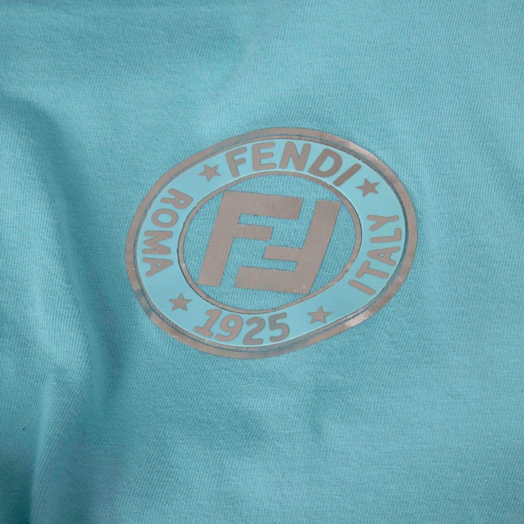 Women's Fendi Blue Logo Trim Cropped Top Size XXS