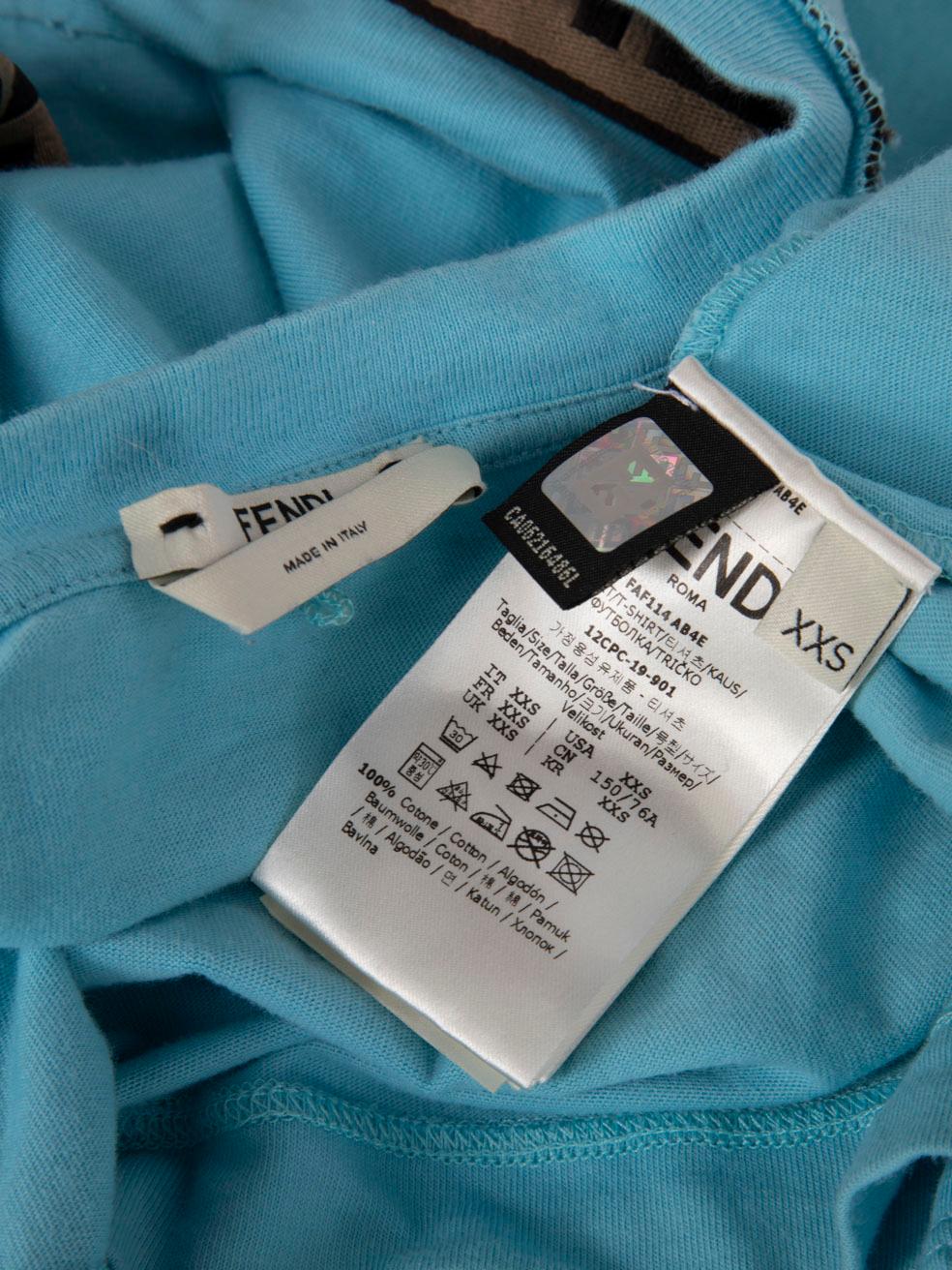 Fendi Blue Logo Trim Cropped Top Size XXS 2