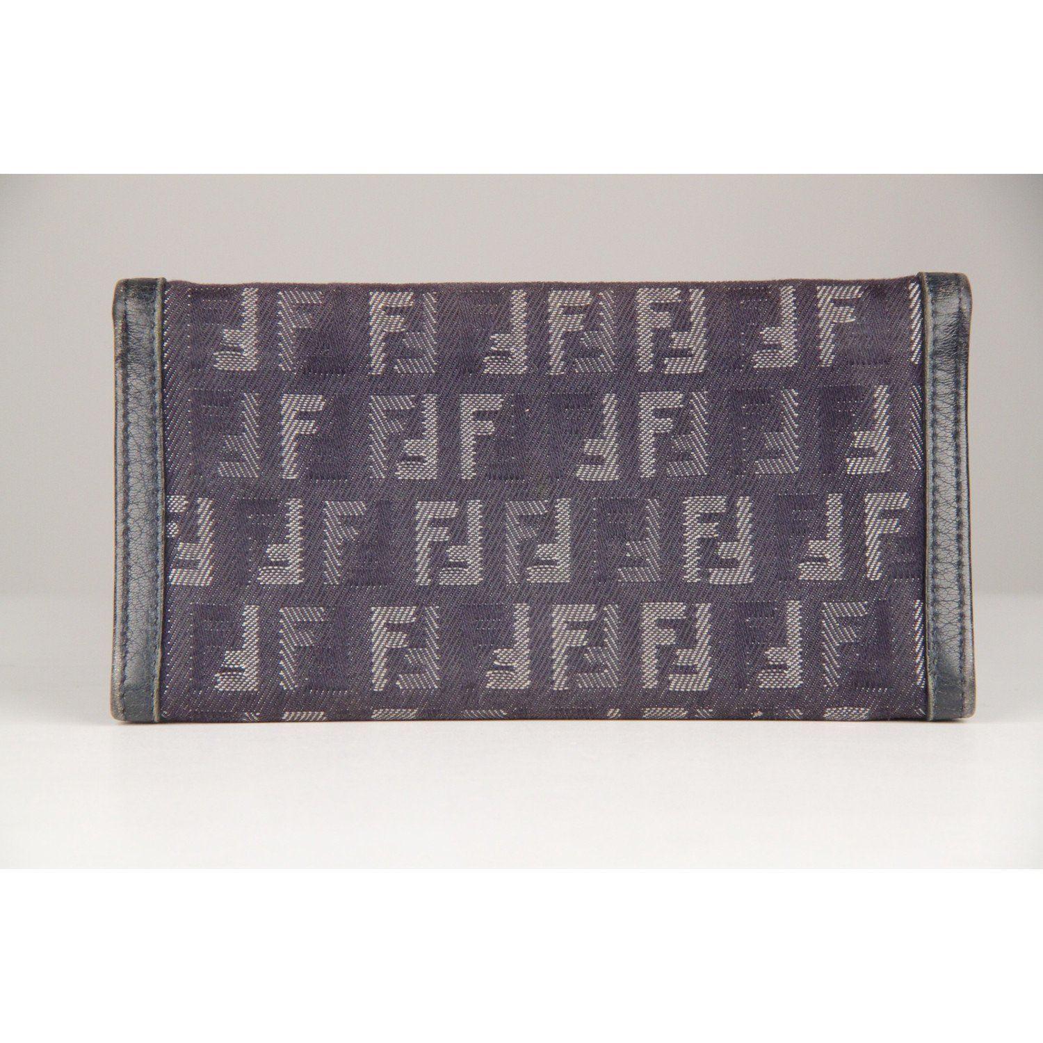 Women's Fendi Blue Monogram Canvas Continental Long Wallet