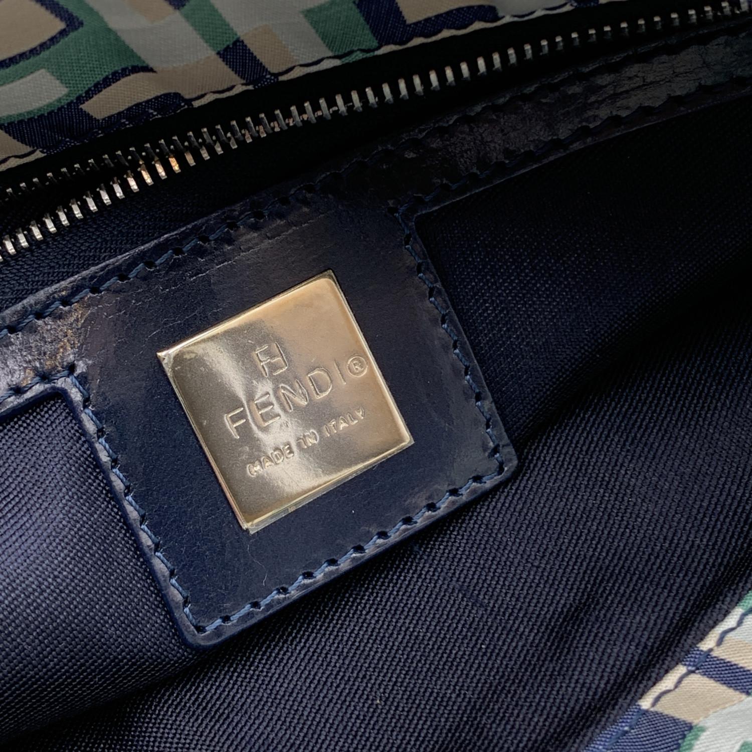 Fendi Blue Monogram Canvas Cut Out FF Logo Handbag Tote Bag 2
