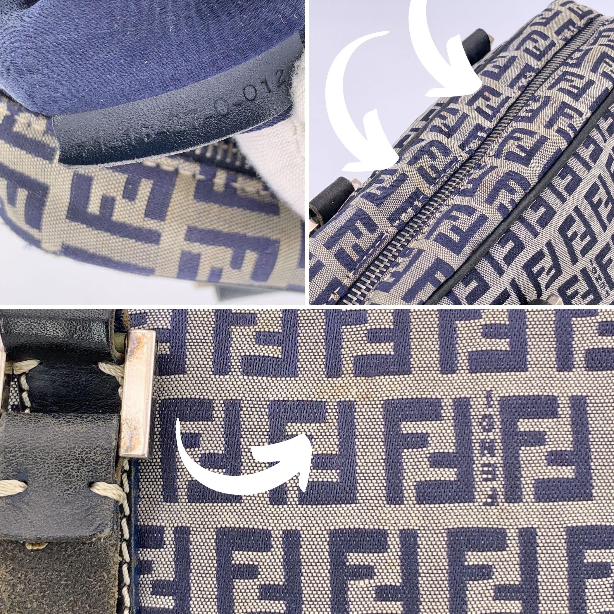 Fendi Blaue Monogram Zucchino Canvas Umhängetasche Handtasche im Angebot 2