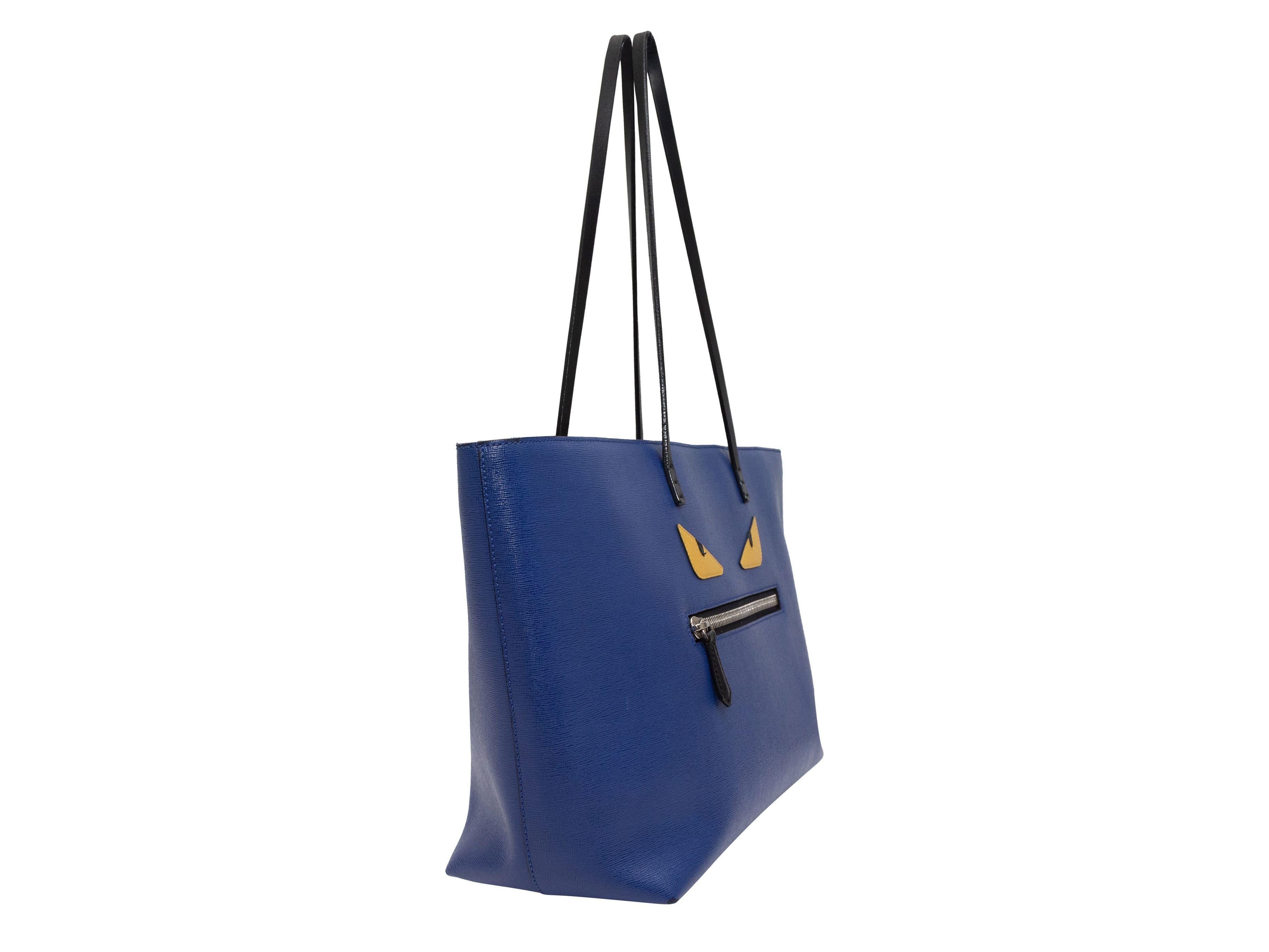 Fendi Blue & Multicolor Vitello Elite Buggies Monster Roll Tote In Good Condition In New York, NY