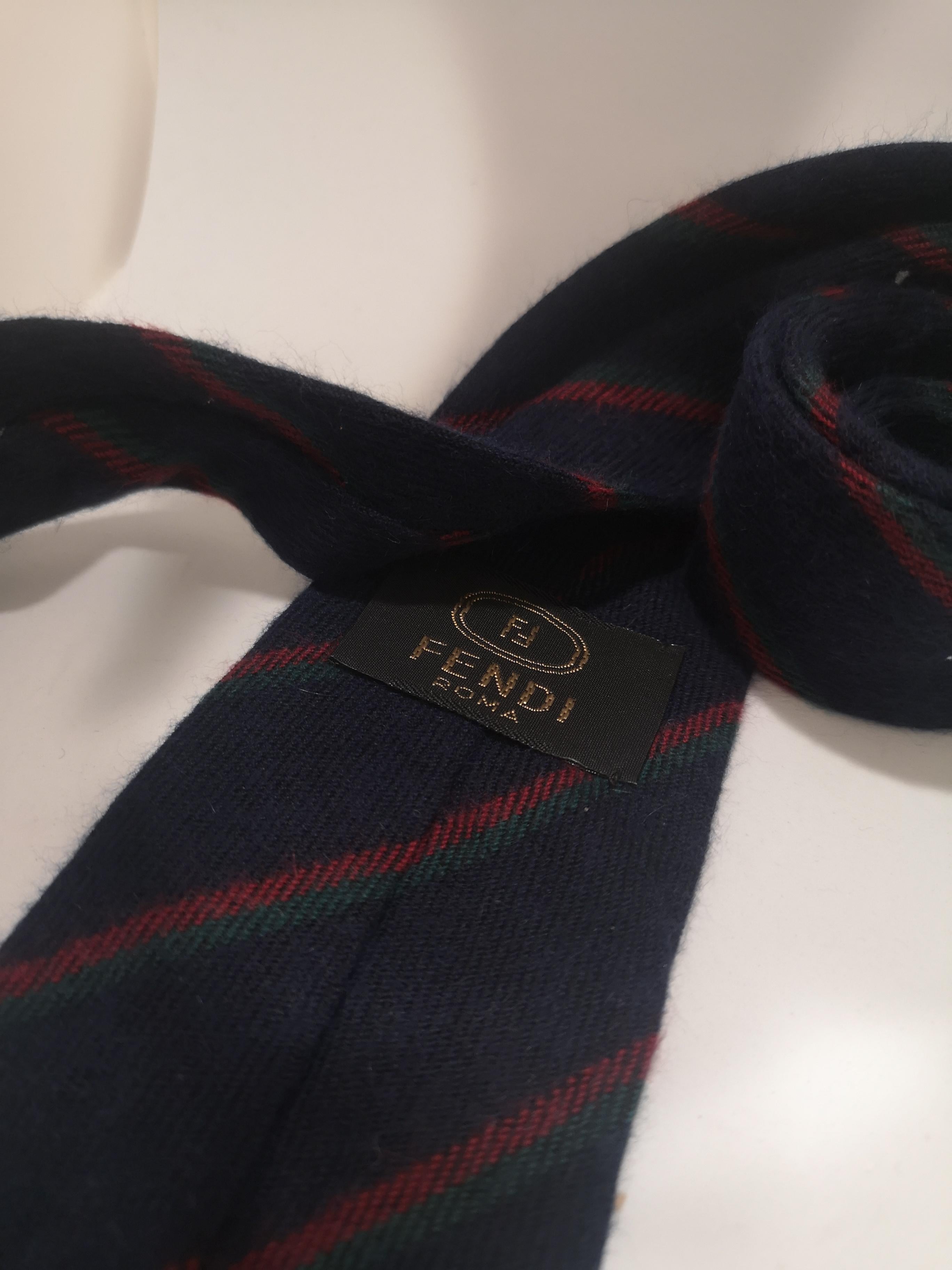 Women's or Men's Fendi blue multicoloured wool tie