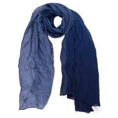 Fendi Blue Ombre Monogram Silk Shawl