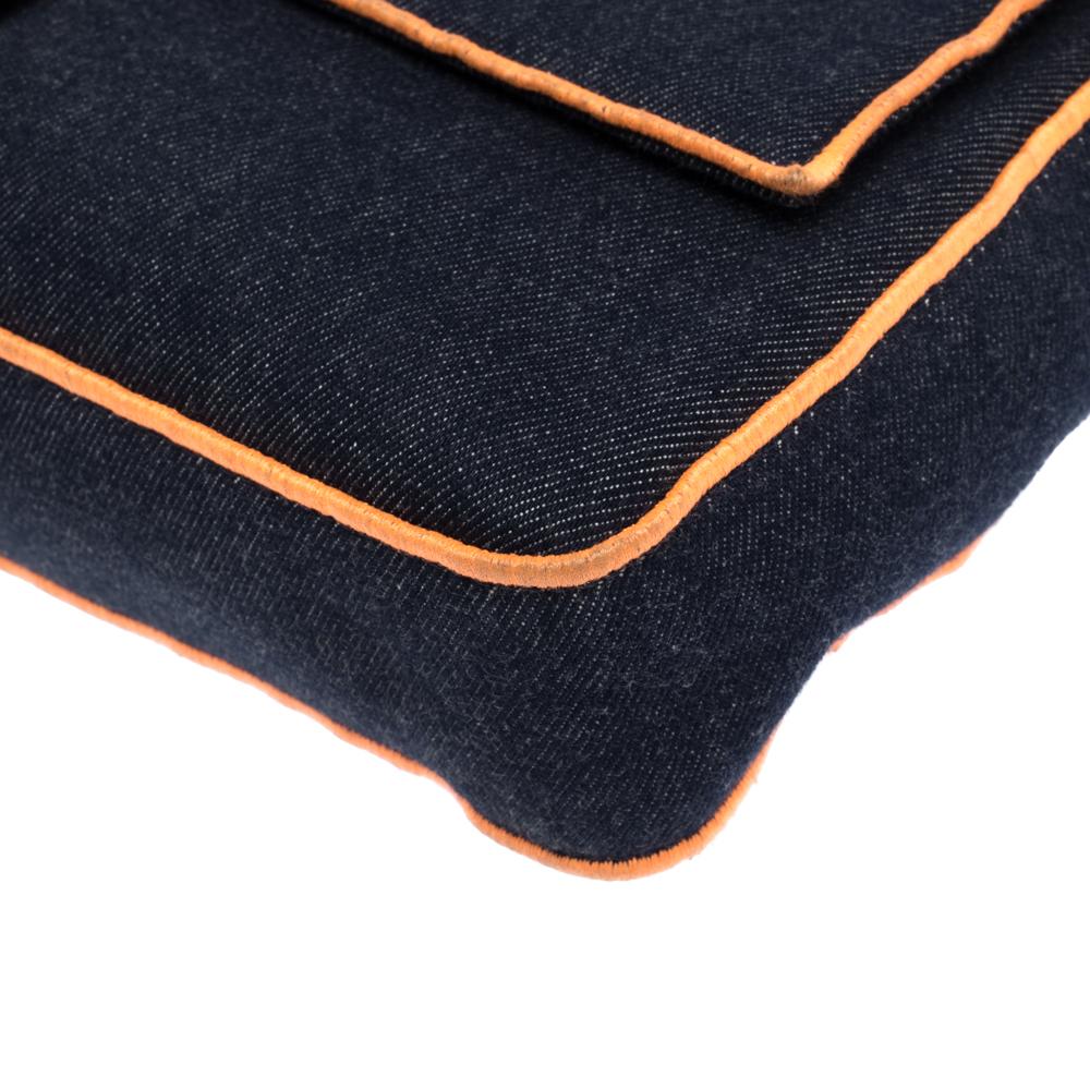 Fendi Blue/Orange Denim Mama Baguette Top Handle Bag 2