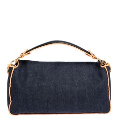 Fendi Blue/Orange Denim Mama Baguette Top Handle Bag