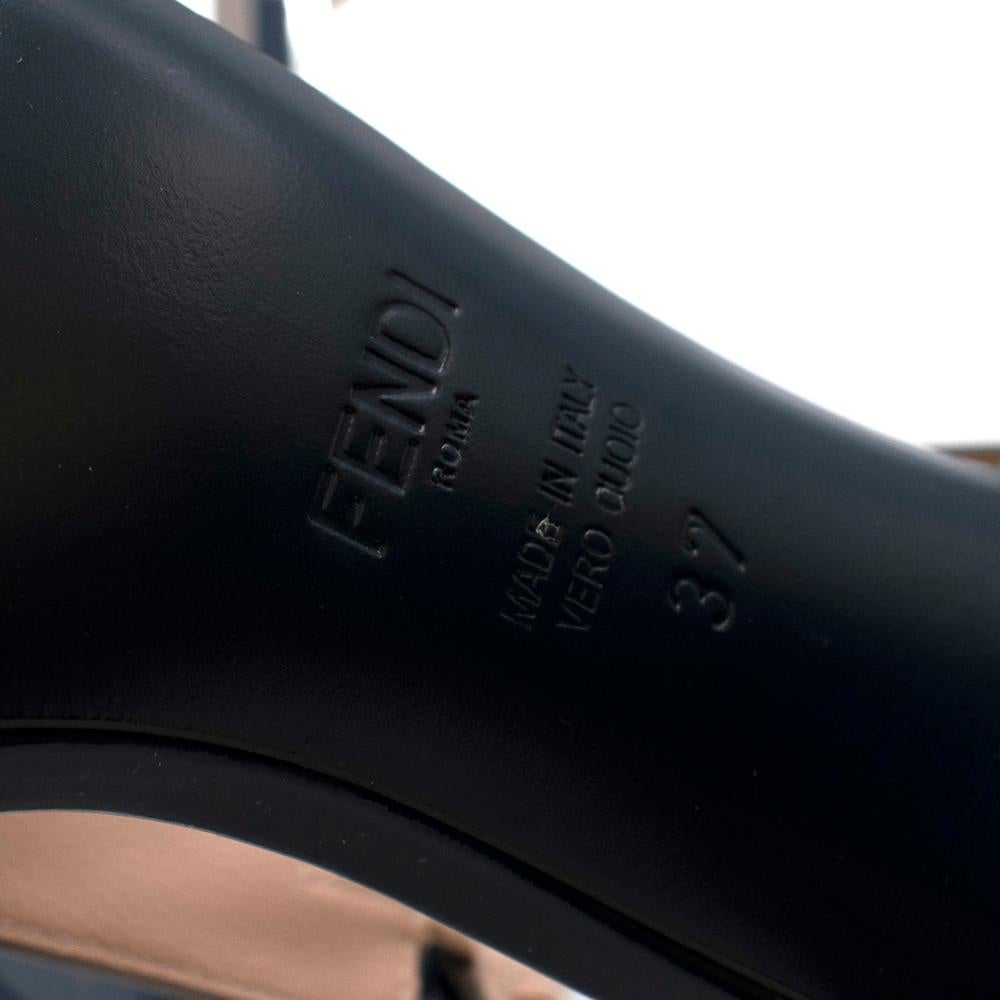 Fendi Blue Patent Studded Block Heel Sandals - Size EU 37 4