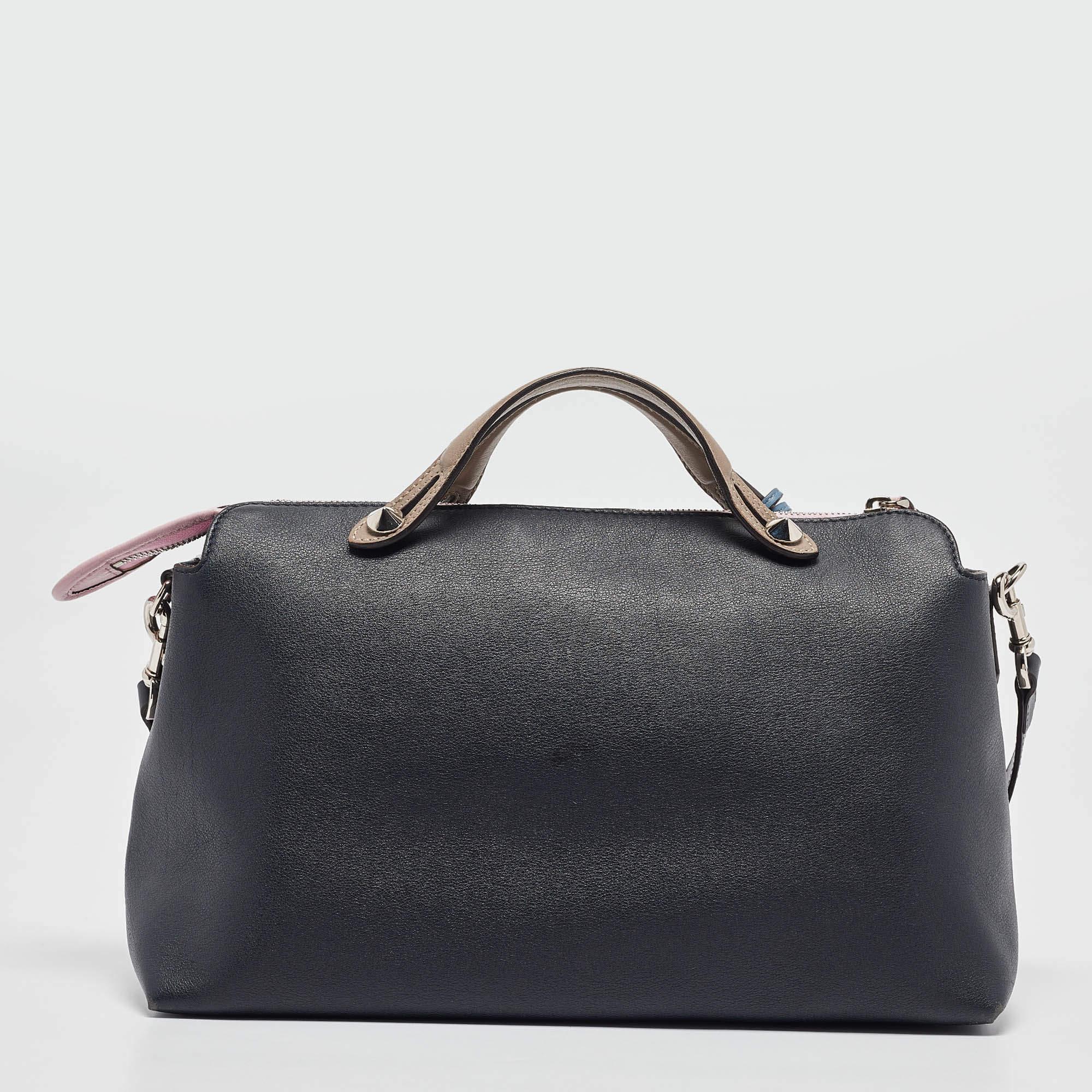 Fendi Blue/Pink Leather Large By The Way Boston Bag In Good Condition In Dubai, Al Qouz 2