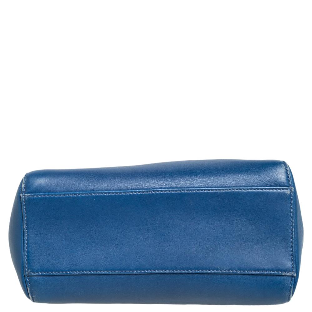 Fendi Blue/Pink Leather Mini Peekaboo Top Handle Bag 3