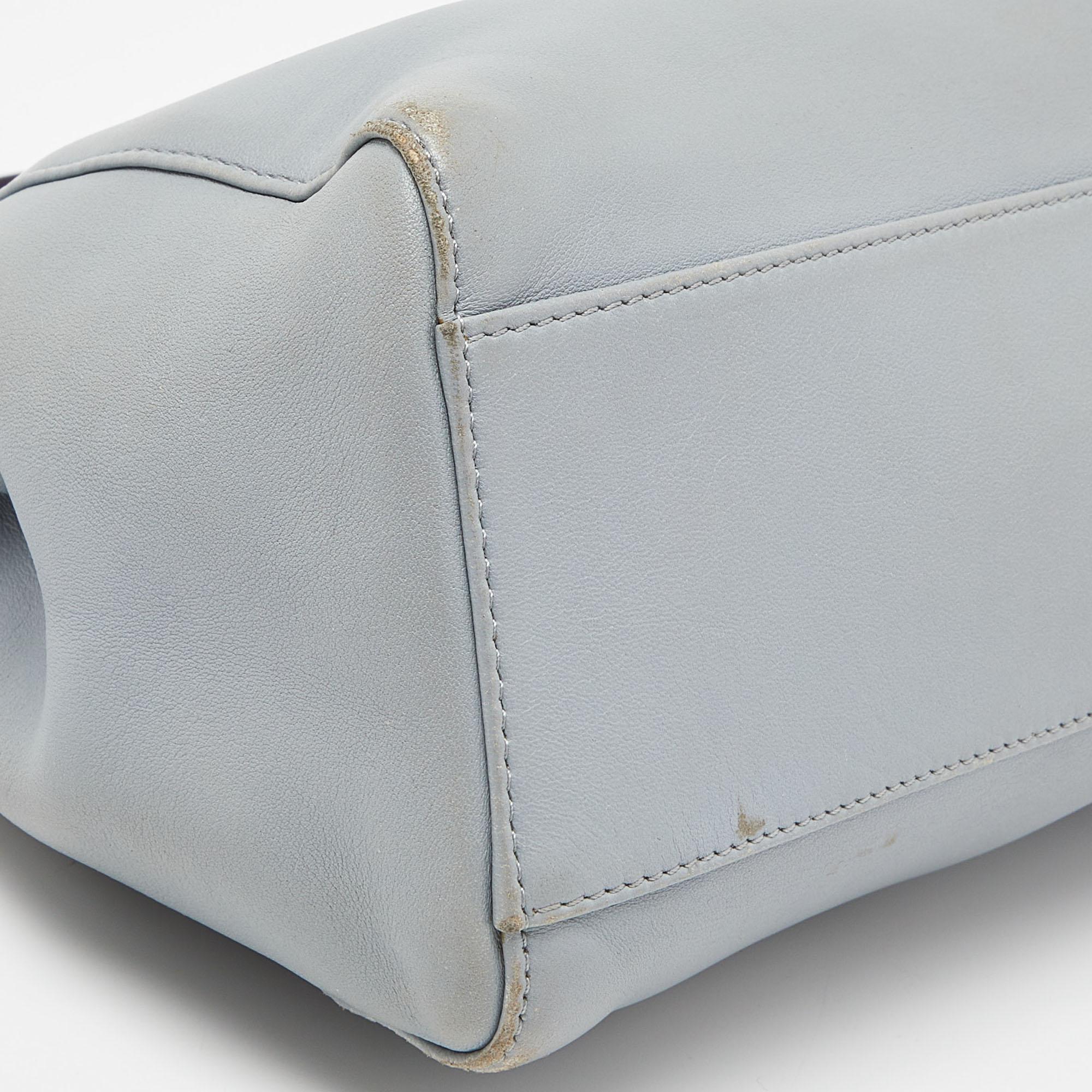 Fendi Blue/Purple Leather Mini Peekaboo Top Handle Bag For Sale 6