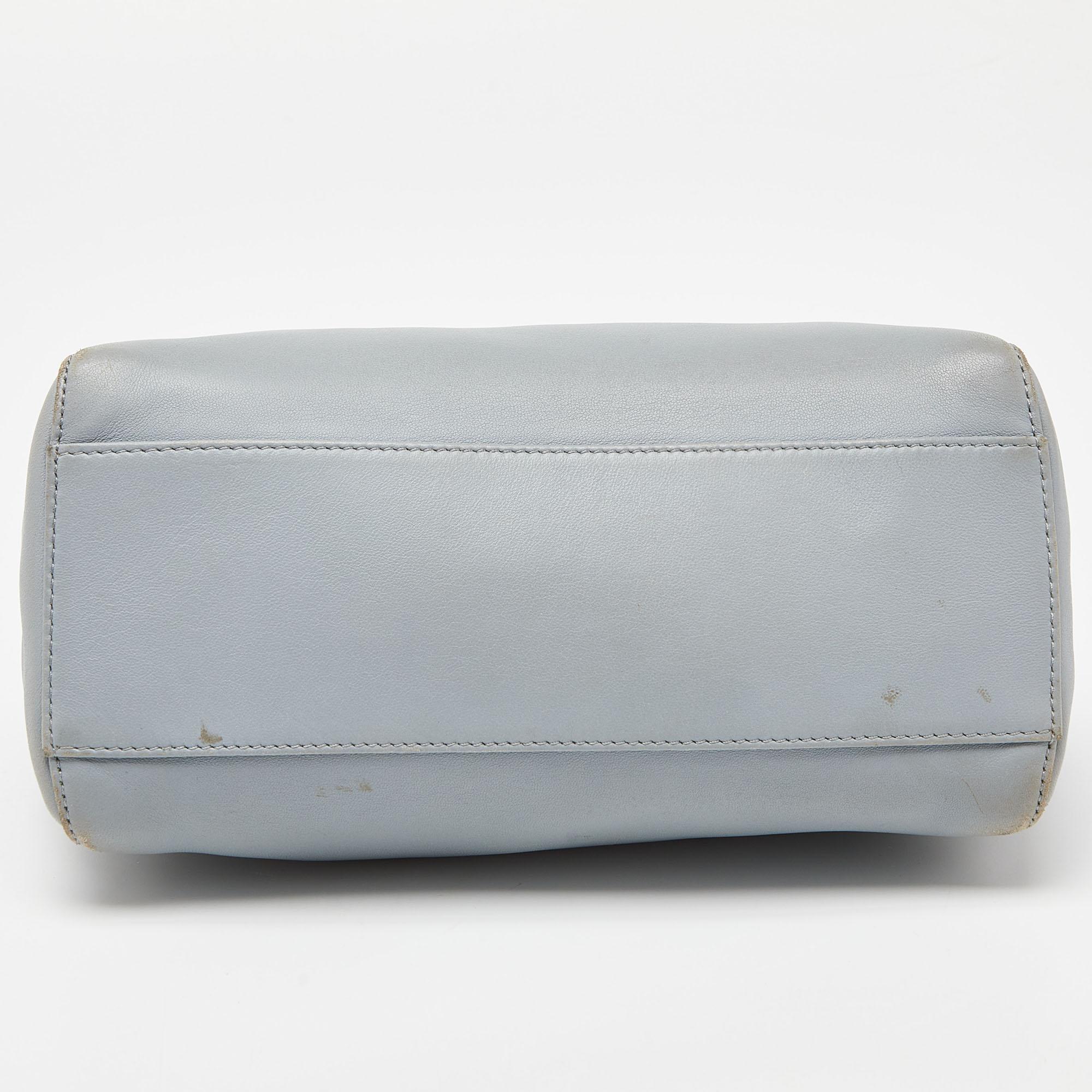 Fendi Blue/Purple Leather Mini Peekaboo Top Handle Bag For Sale 1