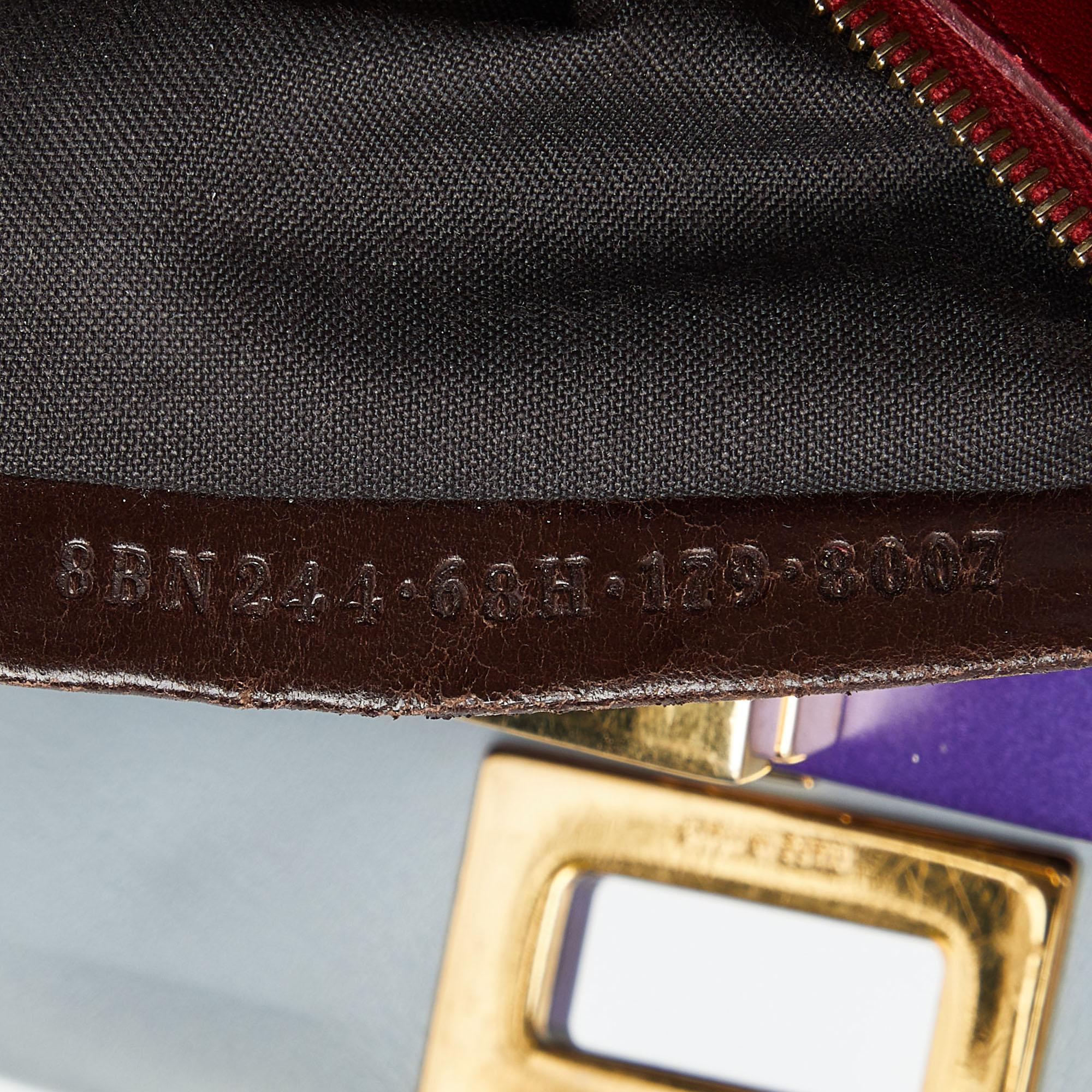 Fendi Blue/Purple Leather Mini Peekaboo Top Handle Bag For Sale 3